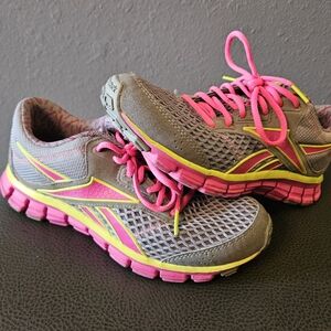 Reebok smooth flex ride 3.0 gray‎ with pink and neon yellow womens size 8.5